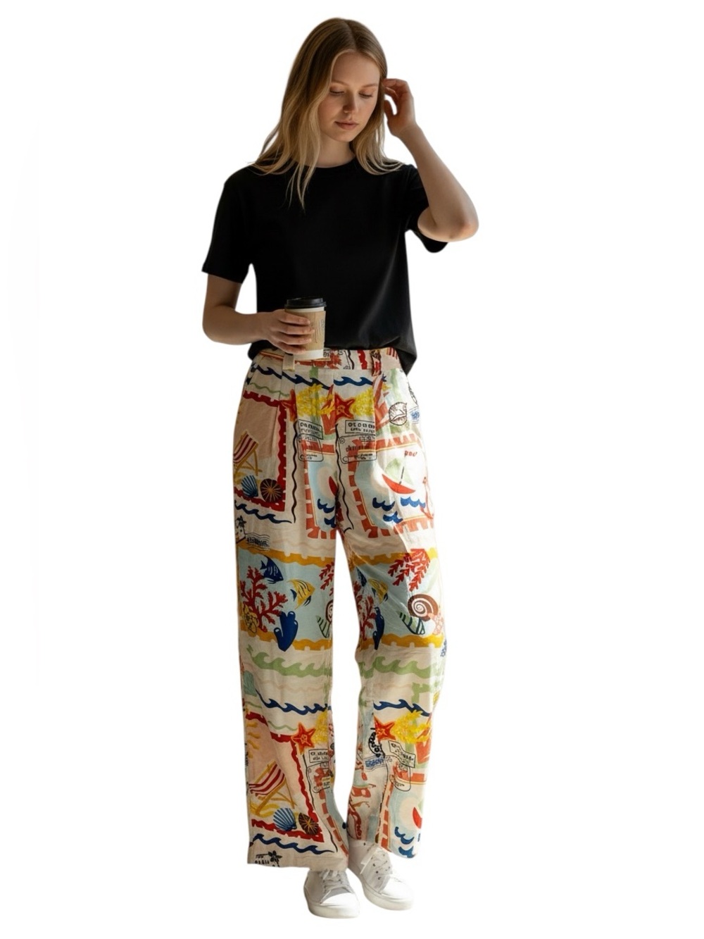 Jules and Leopold Pants - White Multicolor beach pants